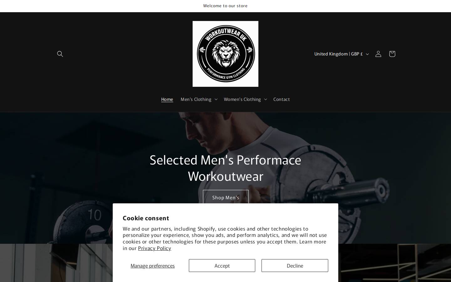 workoutwearuk.com homepage screenshot