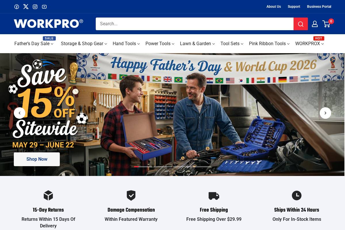 Workprotools homepage screenshot