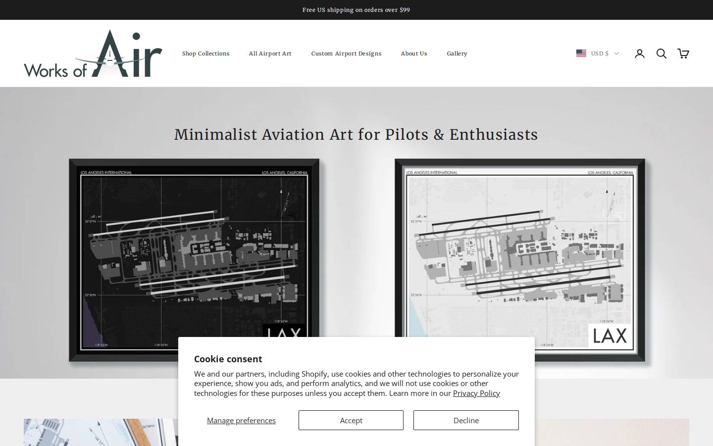 worksofair.com homepage screenshot