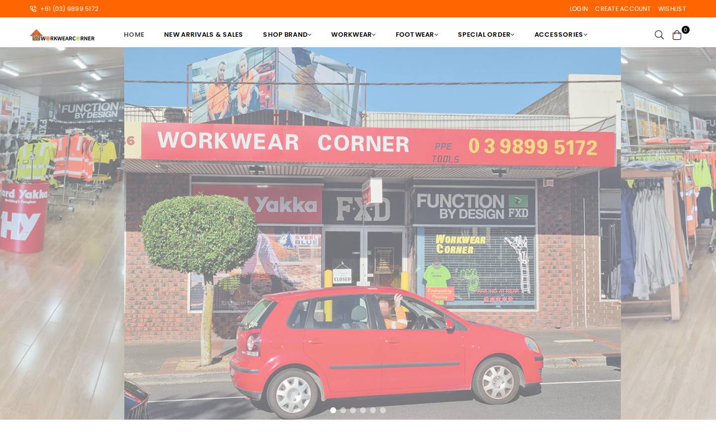 workwearcorner.com.au homepage screenshot