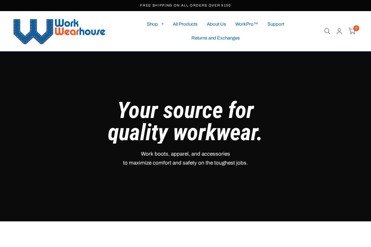 workwearhouse.com homepage screenshot