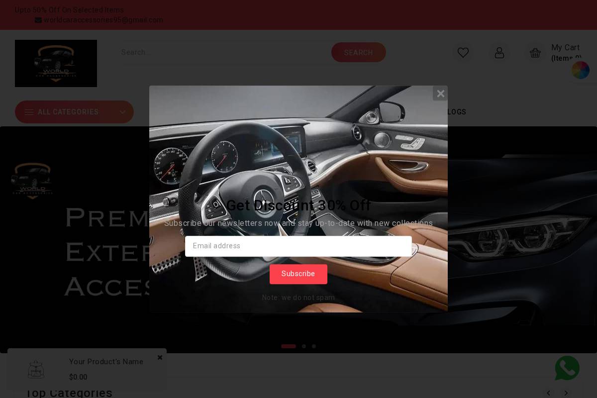 worldcaraccessories.com homepage screenshot