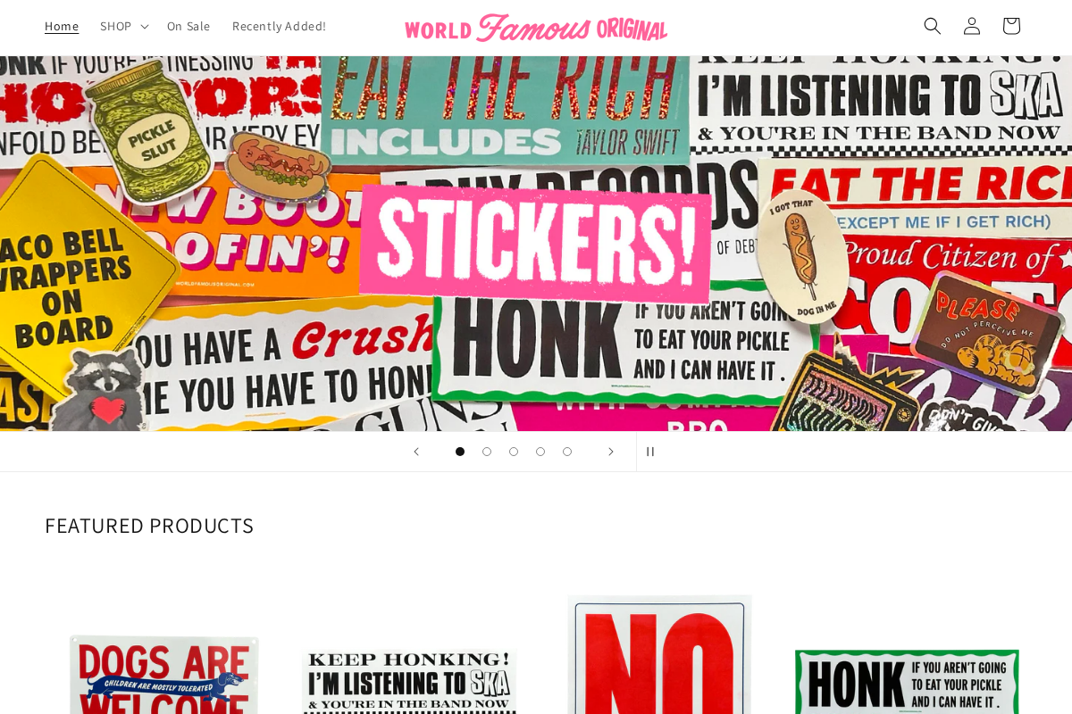 World Famous Original homepage screenshot