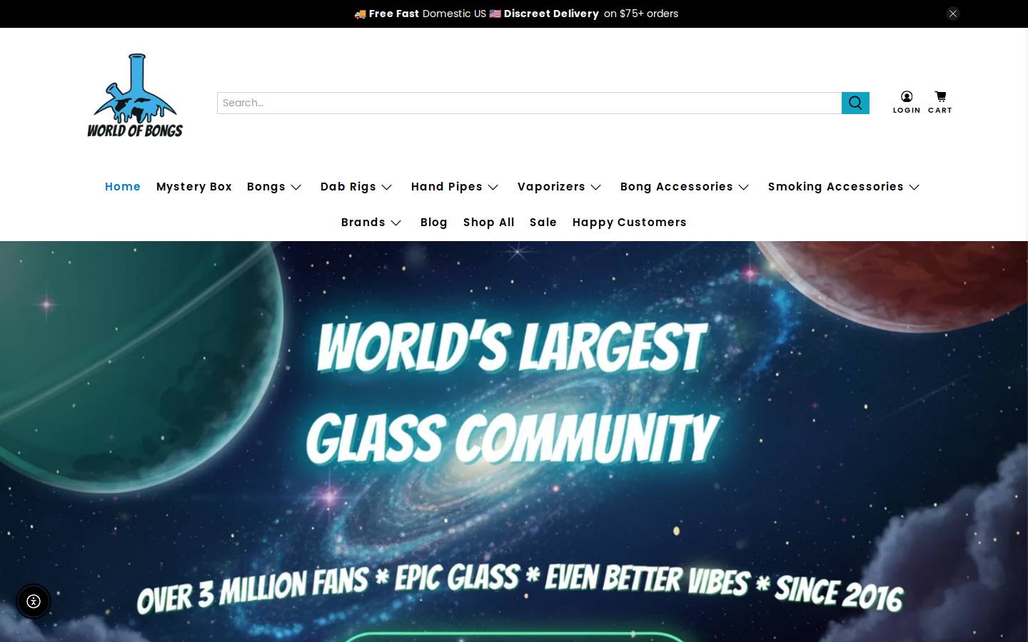 Worldofbongs homepage screenshot