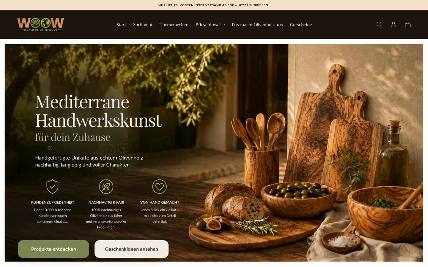worldofolivewood.com homepage screenshot