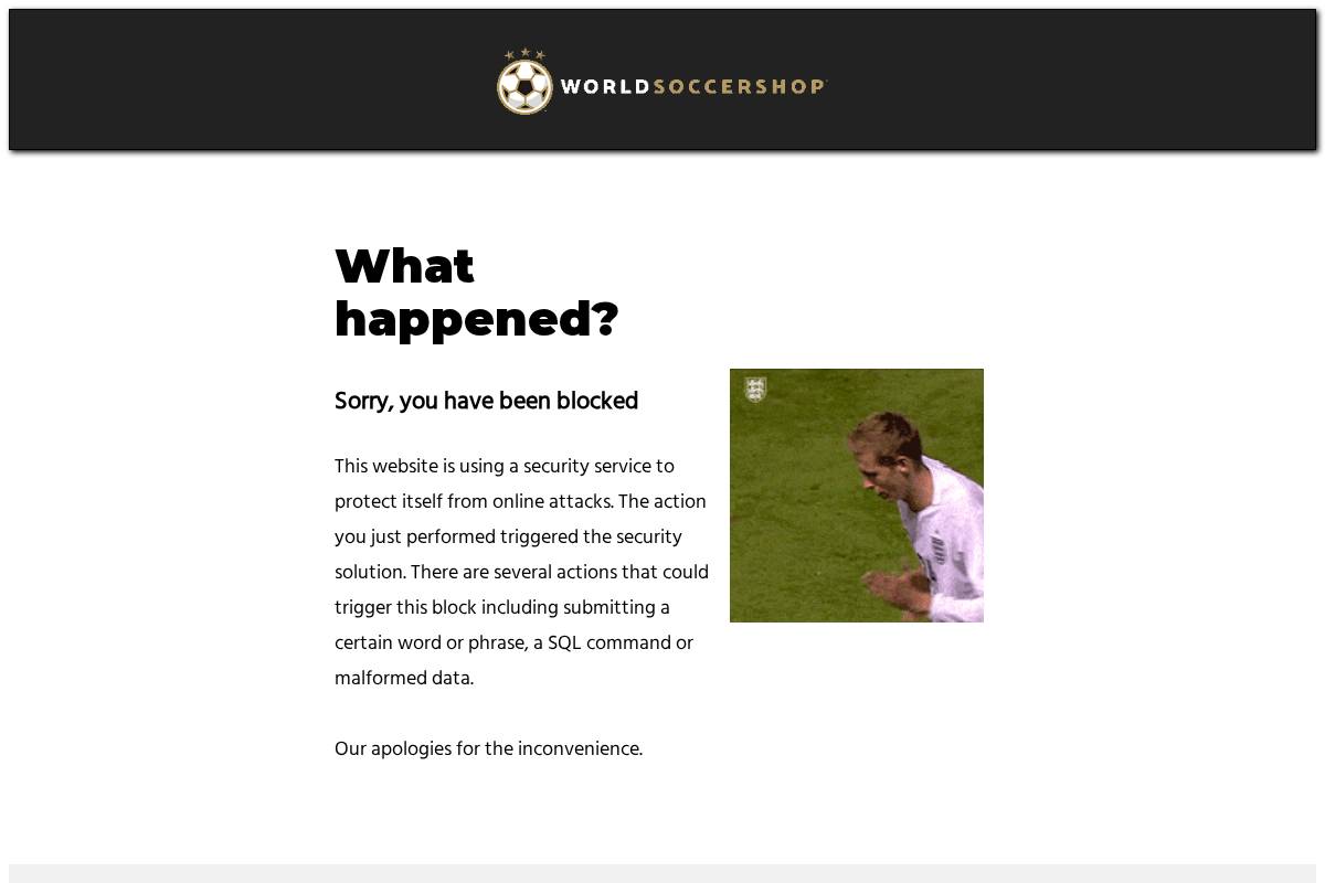 WorldSoccerShop homepage screenshot