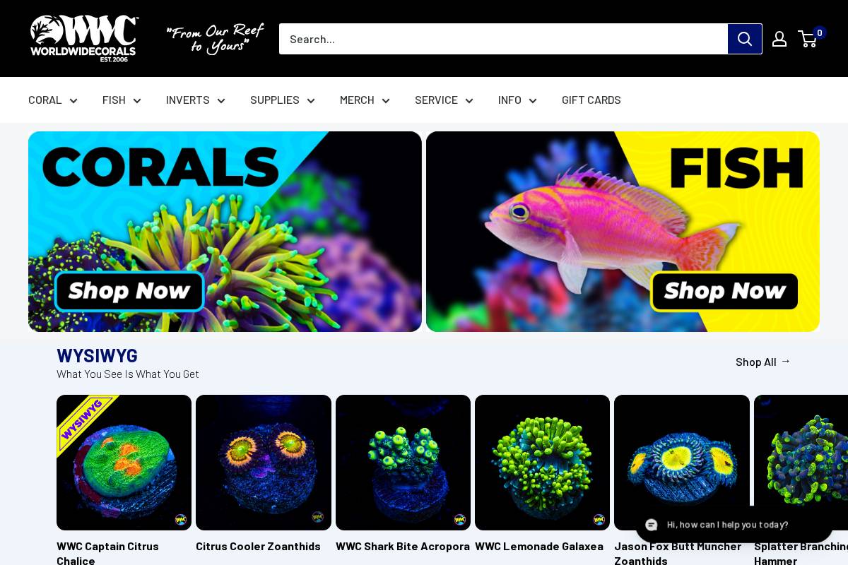 worldwidecorals.com homepage screenshot