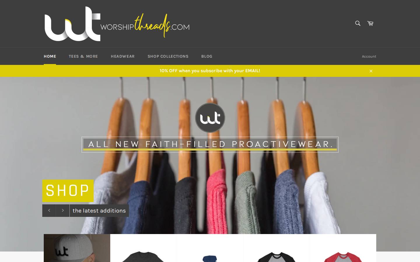 worshipthreads.com homepage screenshot