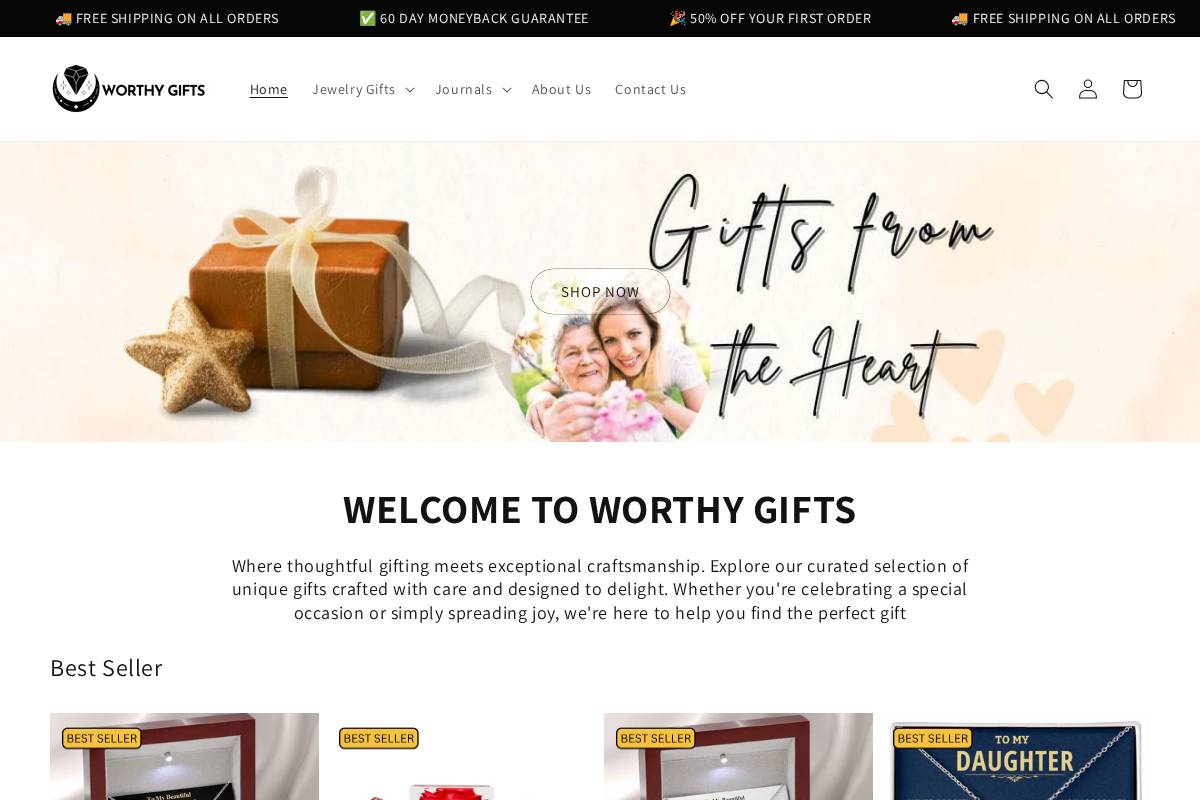 worthygifts.com homepage screenshot