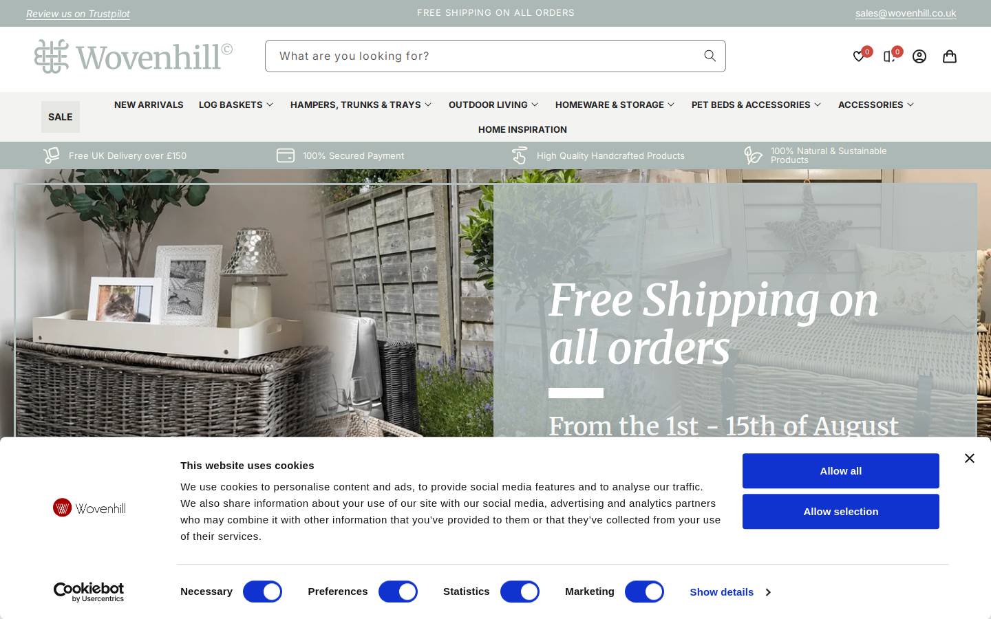 Wovenhill homepage screenshot