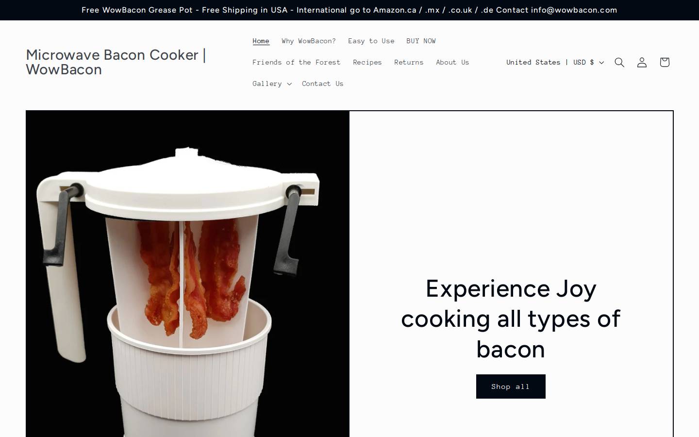 wowbacon.com homepage screenshot