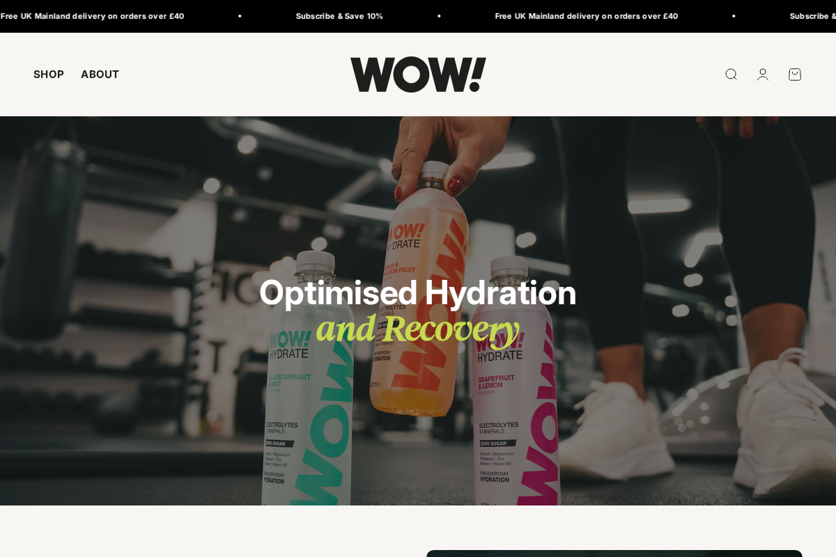 WOW HYDRATE homepage screenshot