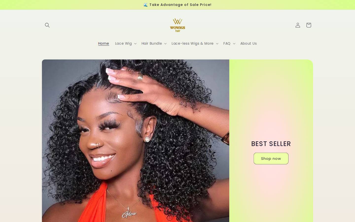 Wowigshair homepage screenshot