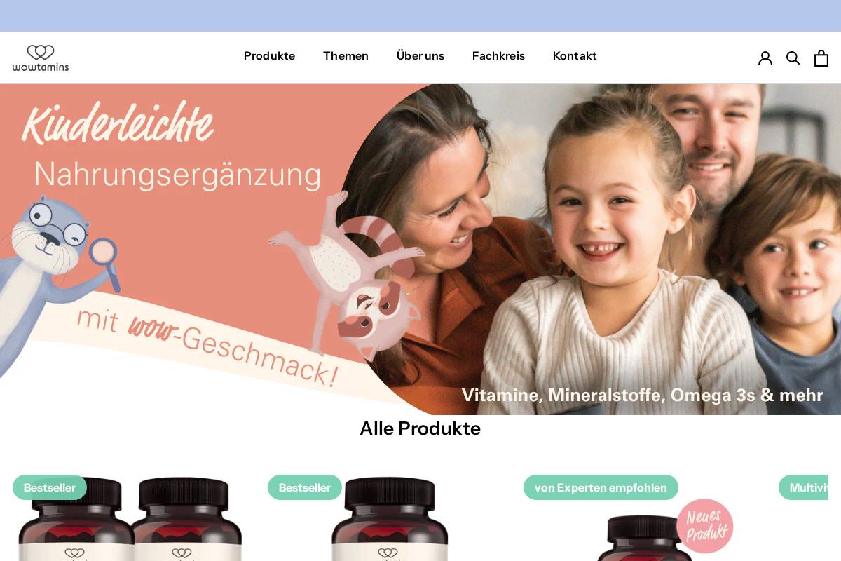 wowtamins homepage screenshot