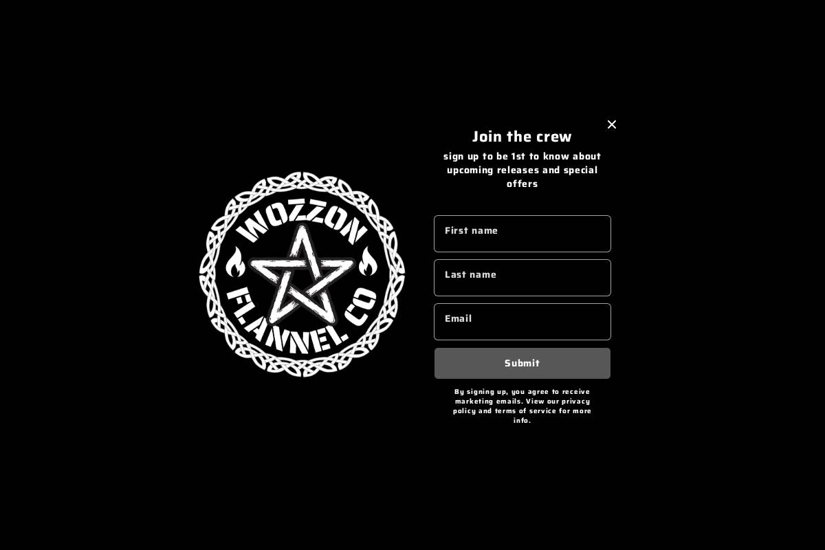 Wozzon flannel co homepage screenshot