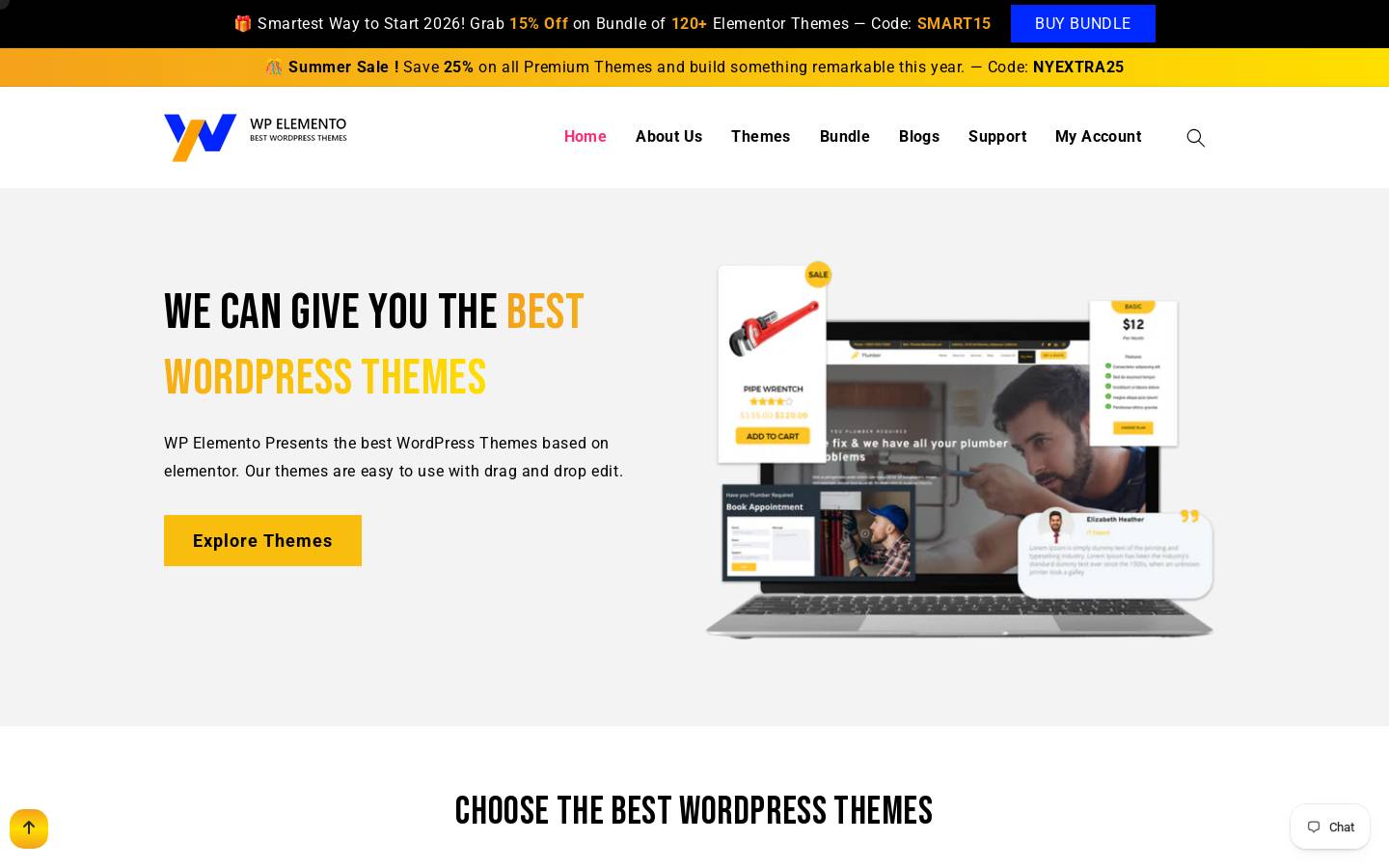 Wpelemento homepage screenshot