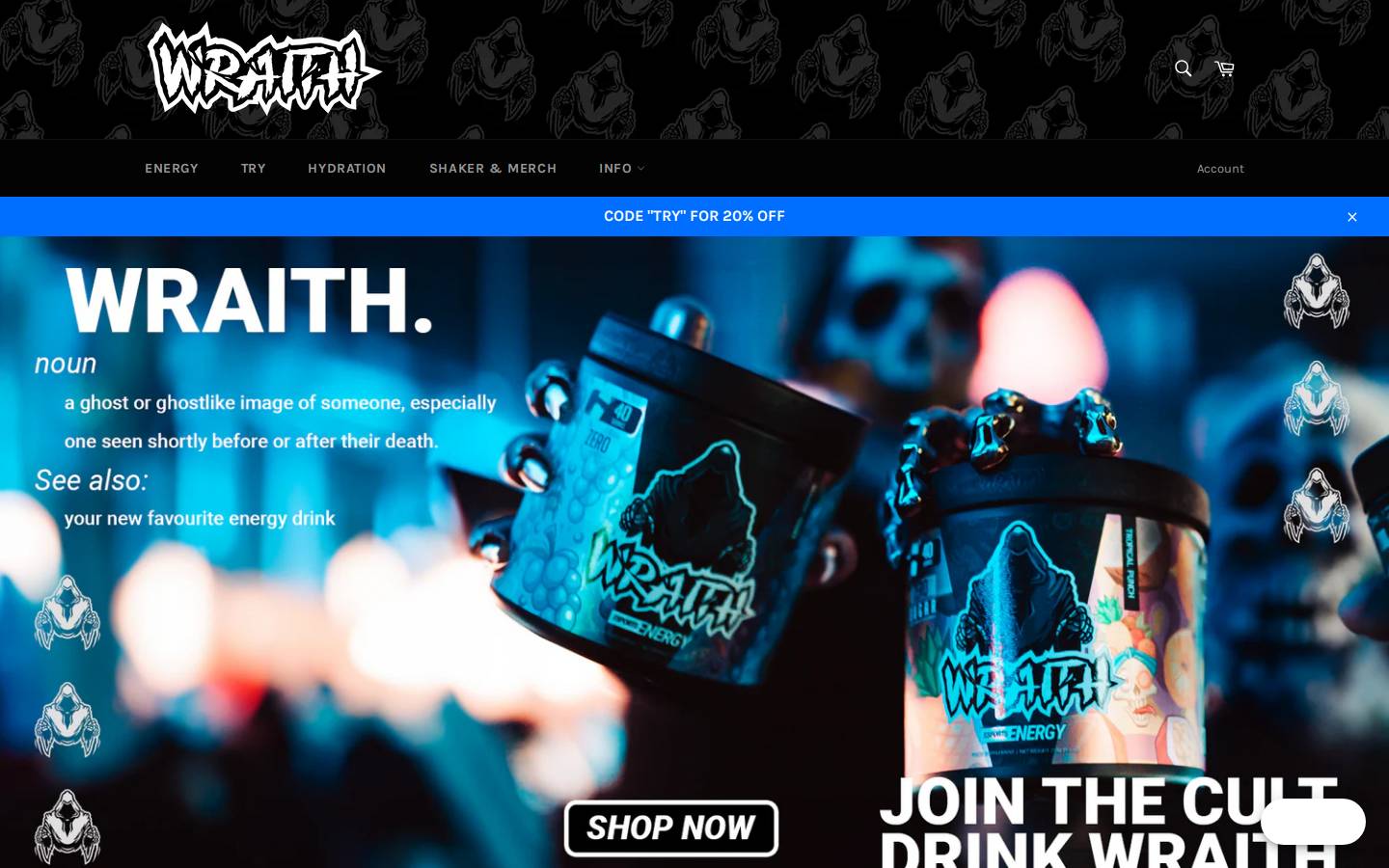 Wraith Energy homepage screenshot