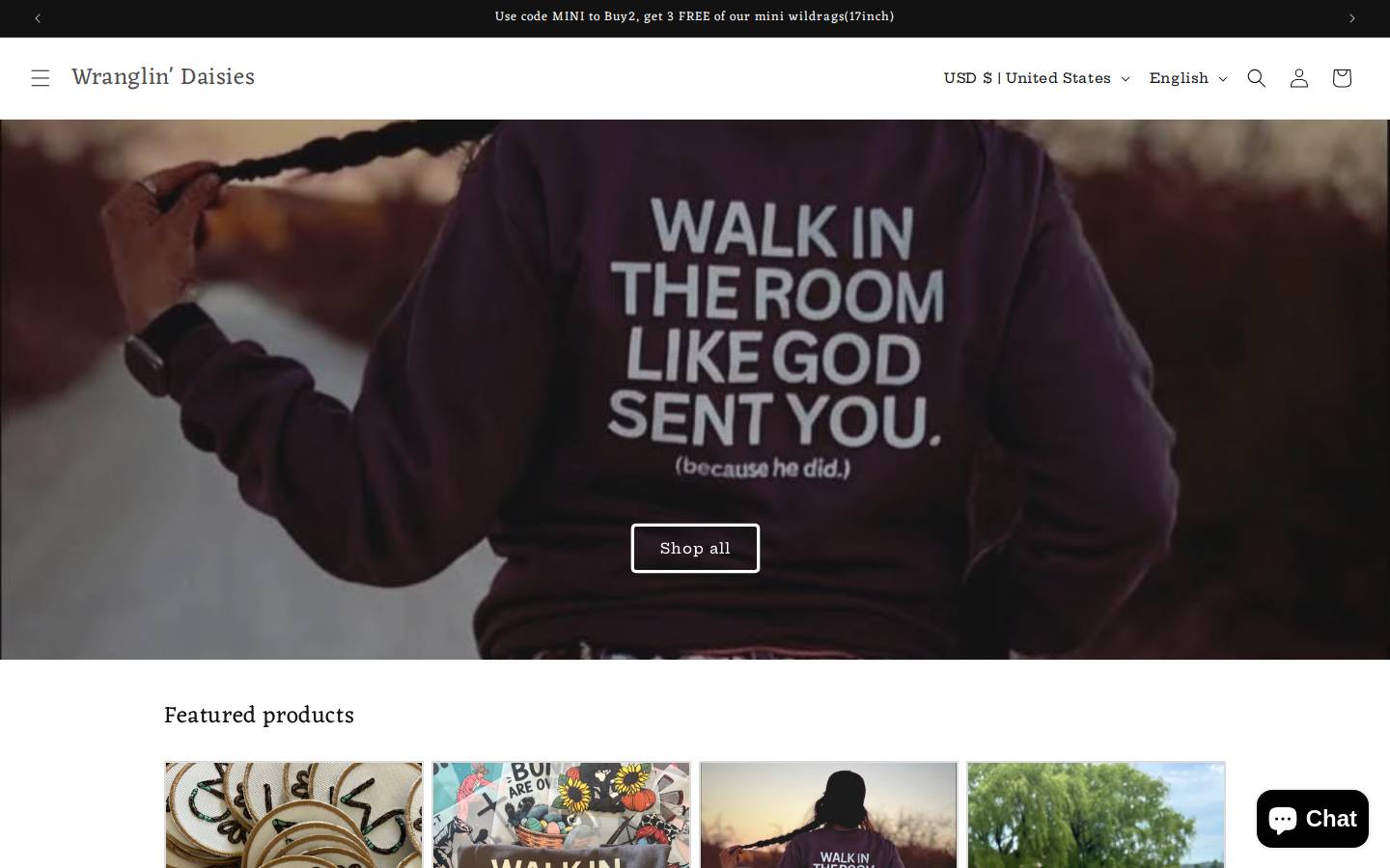wranglindaisies.com homepage screenshot