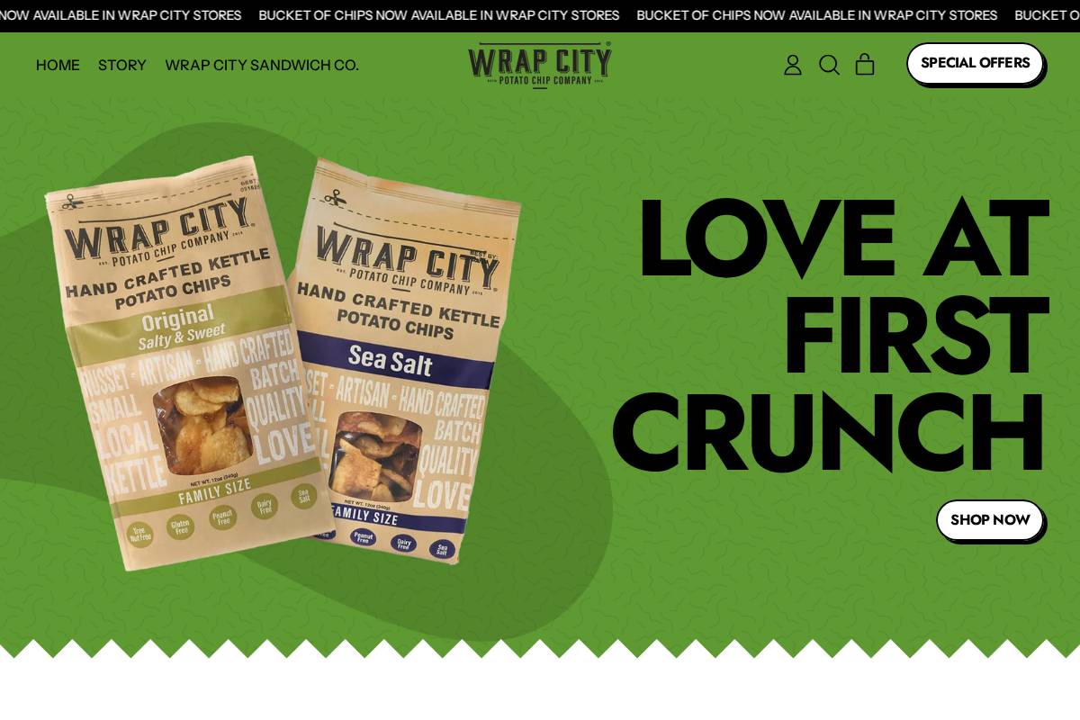 wrapcitychips.com homepage screenshot