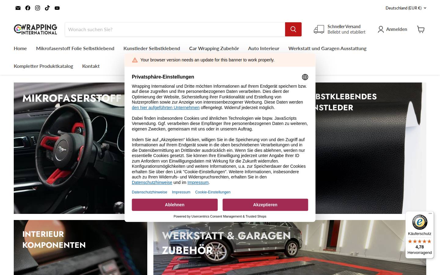 Wrapping International homepage screenshot
