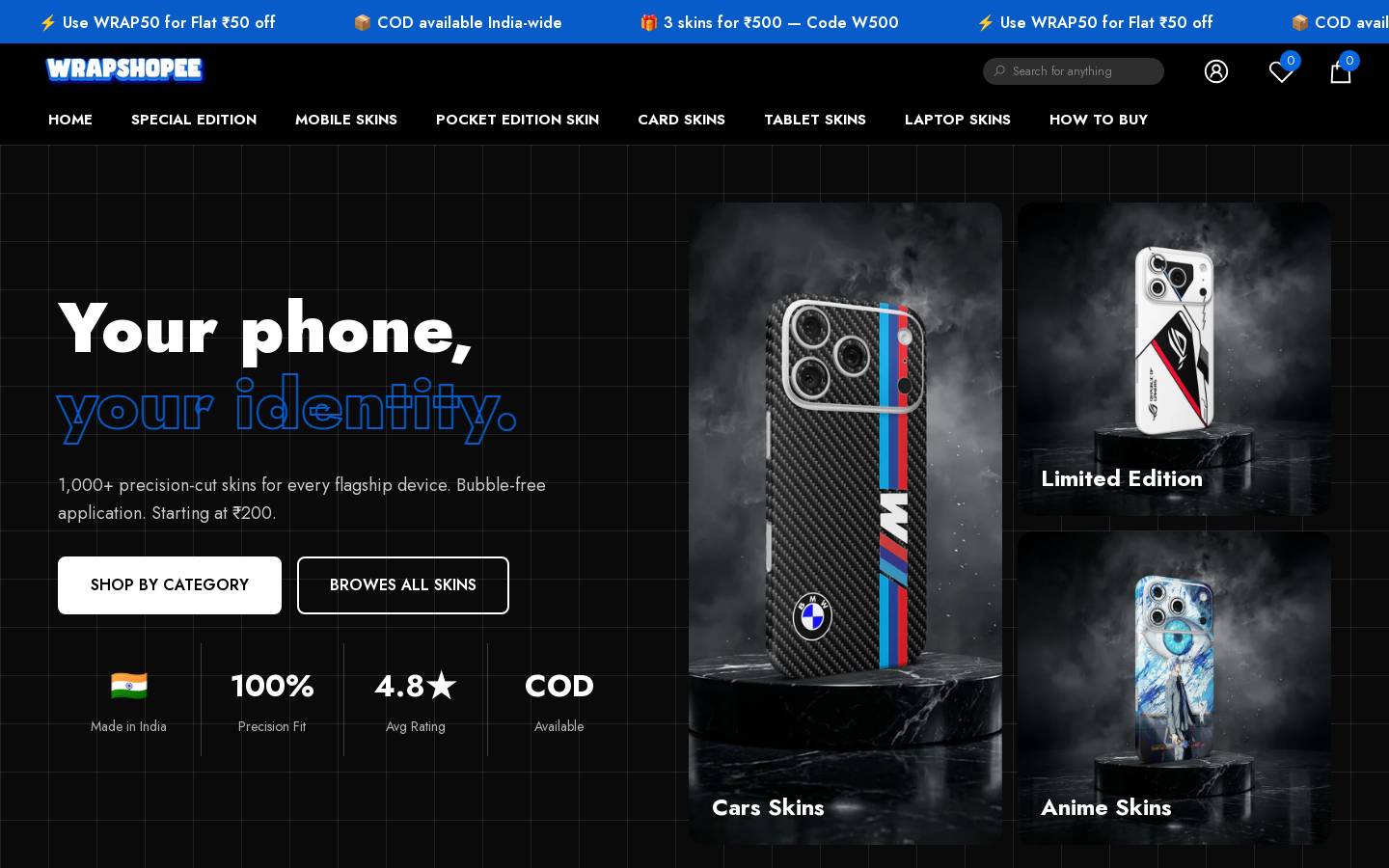 Wrapshopee homepage screenshot