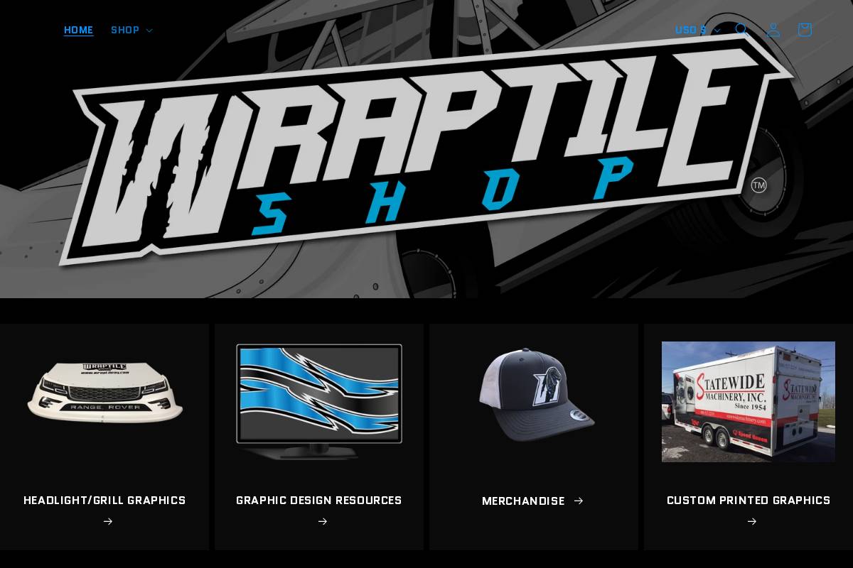 wraptileshop.com homepage screenshot