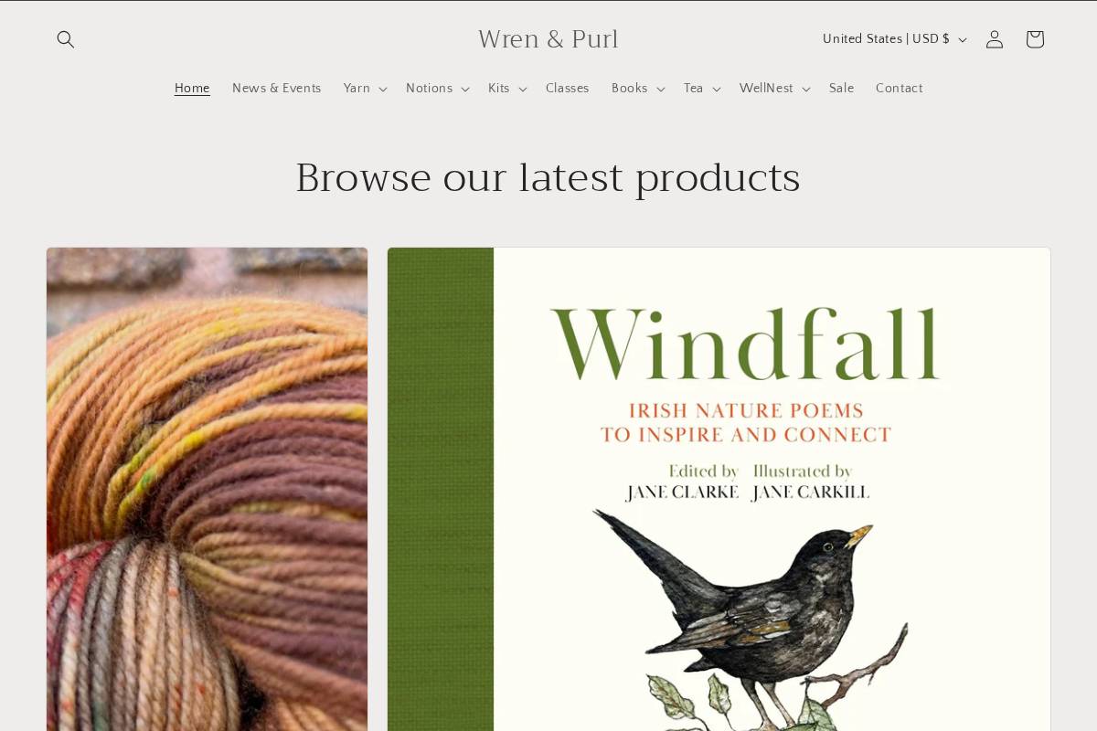 wrenandpurl.com homepage screenshot