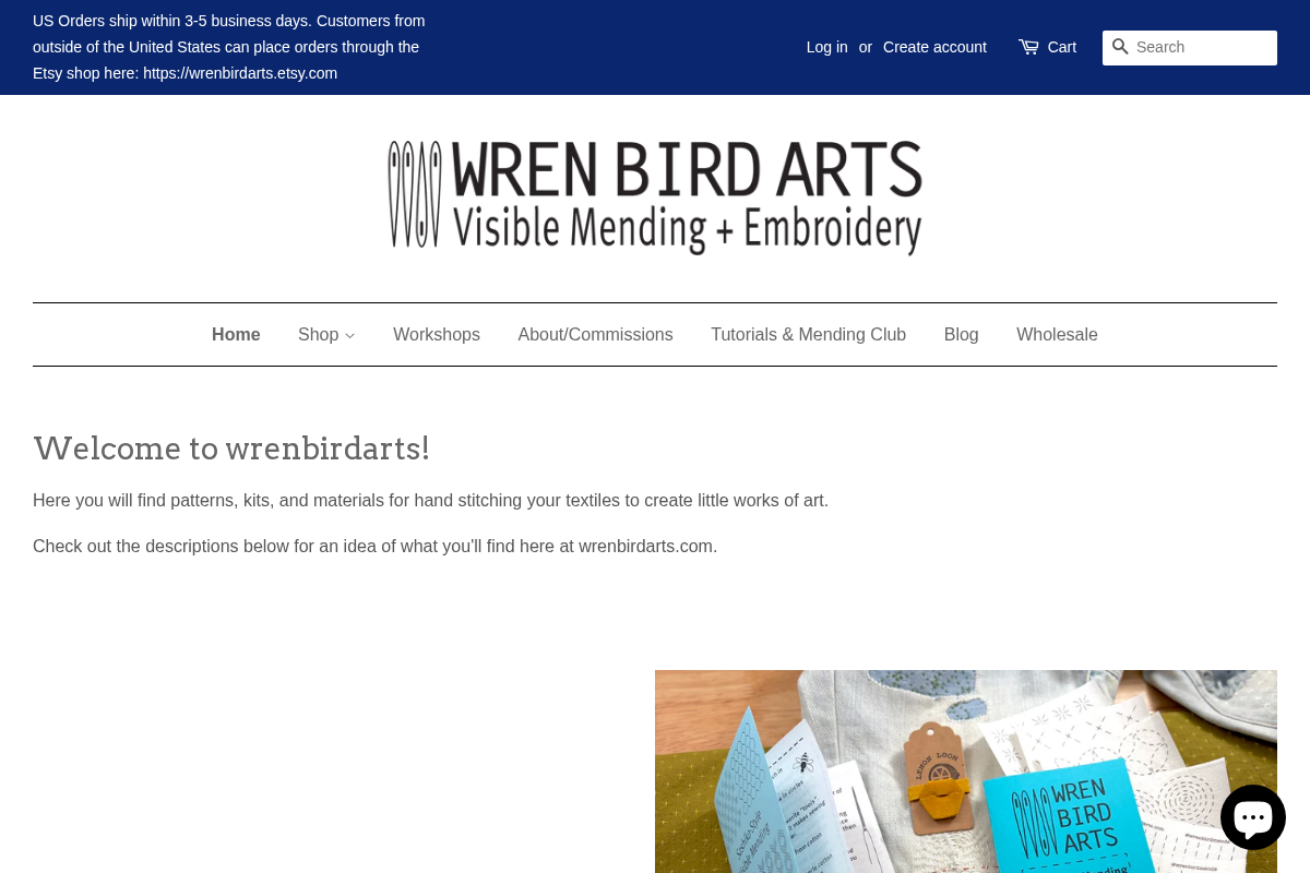 wrenbirdarts homepage screenshot
