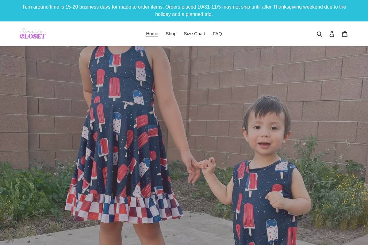 wrenscloset.com homepage screenshot