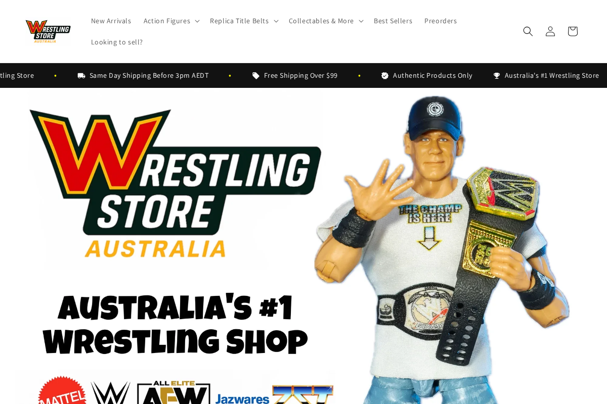 Wrestling Store Australia homepage screenshot