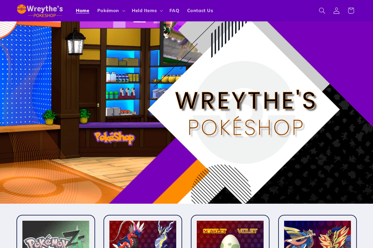 Wreythe's PokeShop homepage screenshot