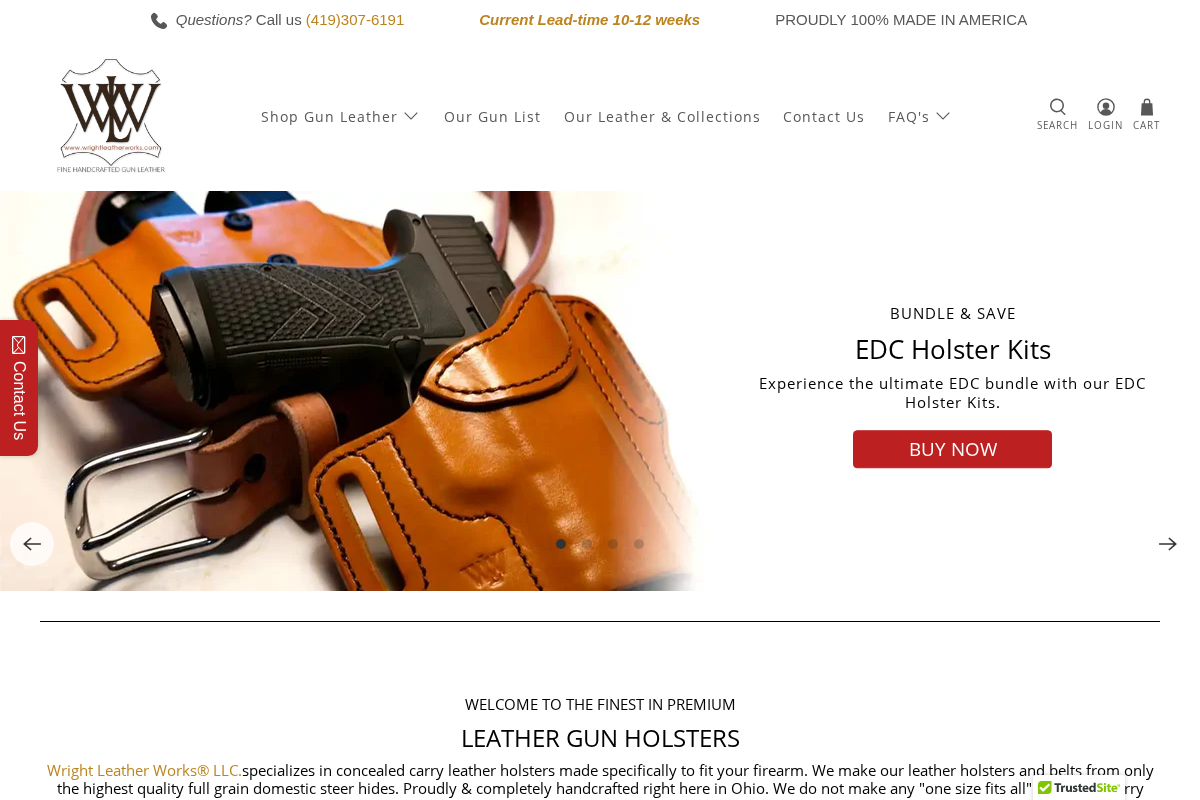 wrightleatherworks.com homepage screenshot