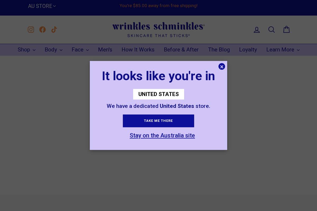 wrinklesschminkles.com.au homepage screenshot
