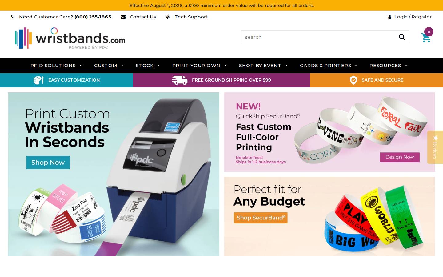 Wristbands.com homepage screenshot