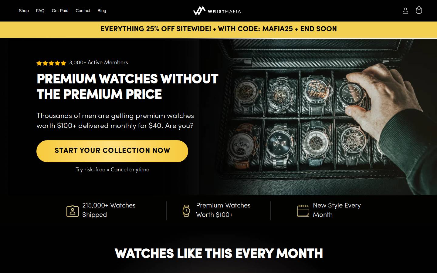 Wristmafia homepage screenshot