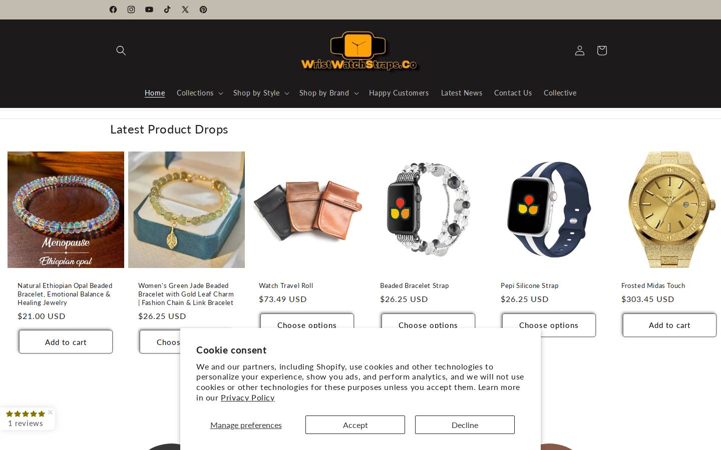 WristWatchStraps.co homepage screenshot