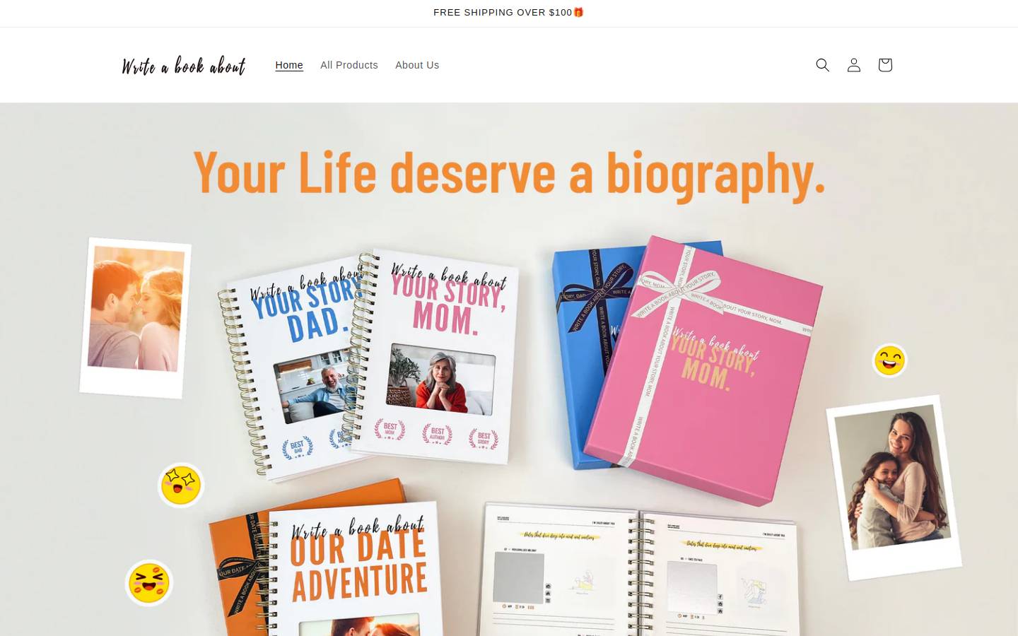Writeabookabout homepage screenshot