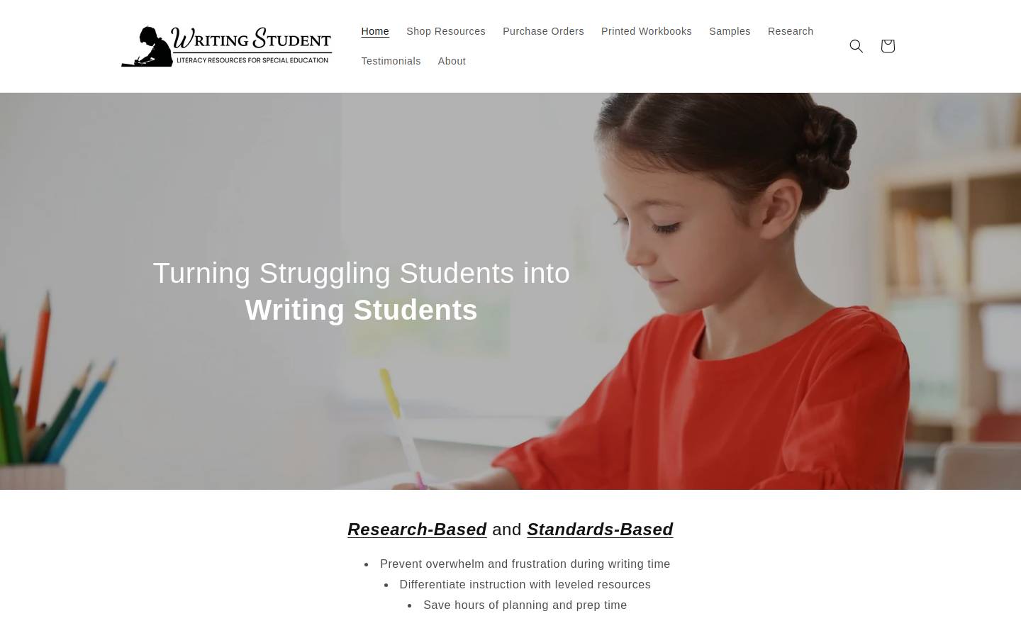 writingstudent.com homepage screenshot