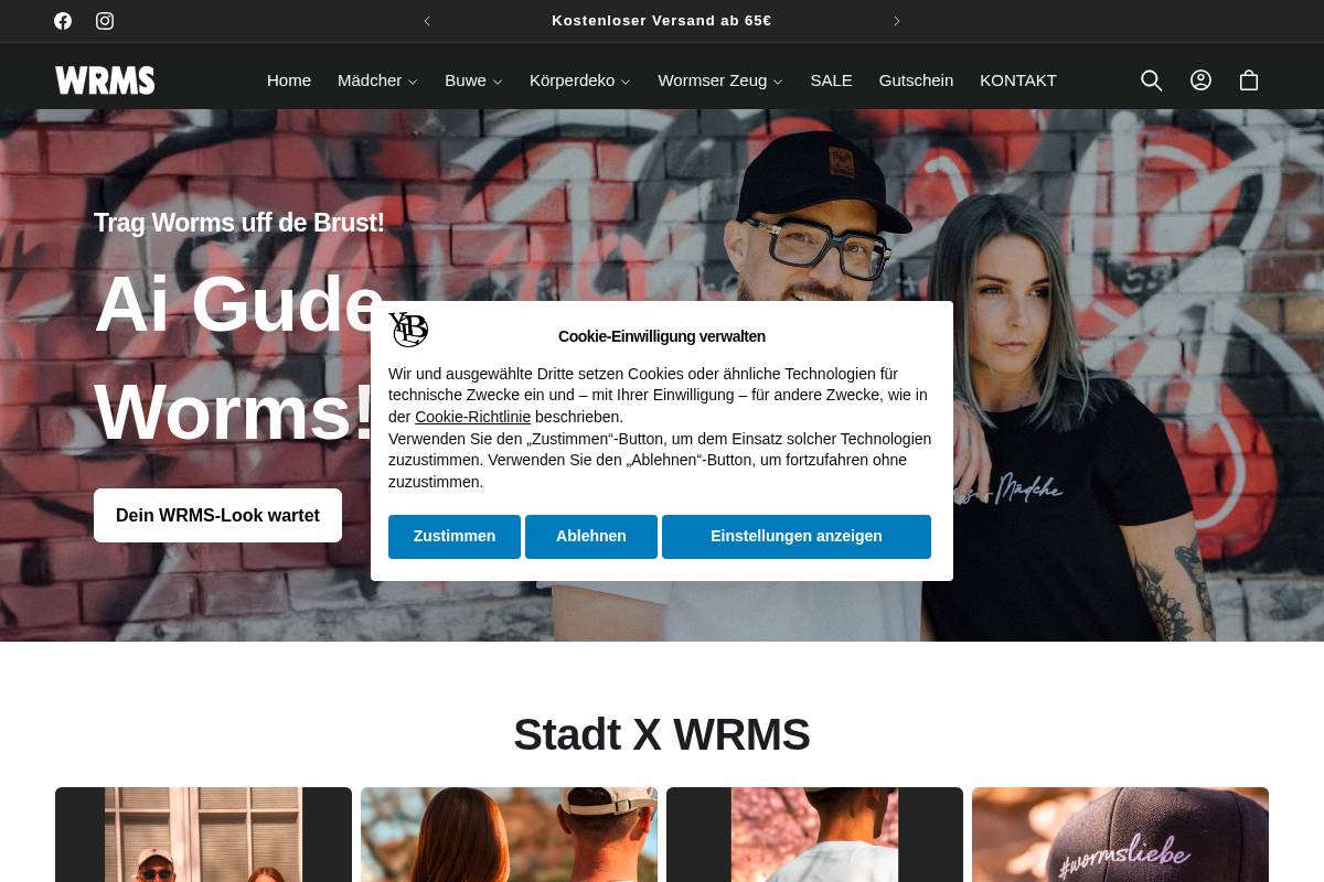 wrms.store homepage screenshot