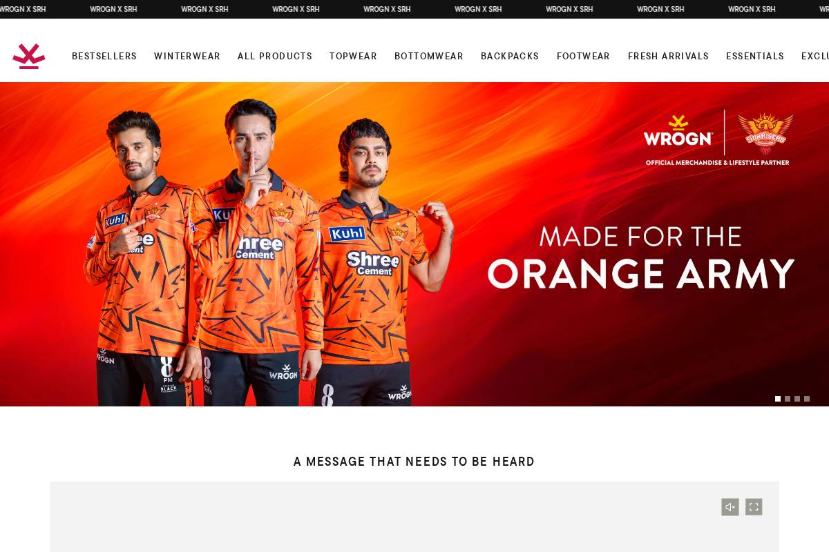 Wrogn homepage screenshot