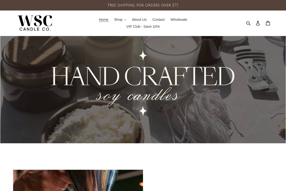 wsccandles.com homepage screenshot