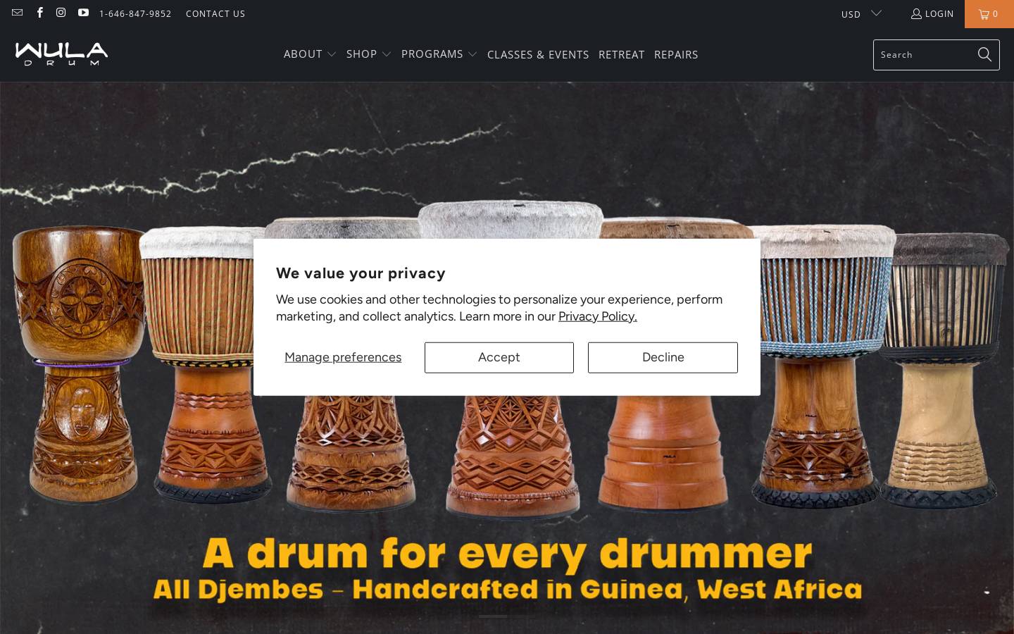 wuladrum.com homepage screenshot