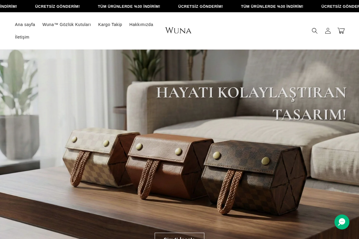 Wuna homepage screenshot