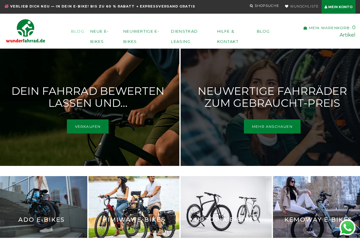 Wunderfahrrad homepage screenshot