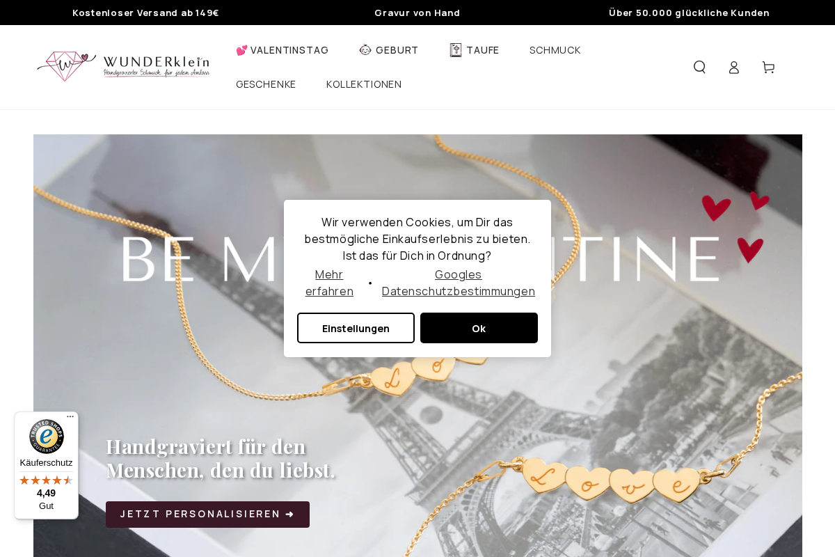 Wunderklein homepage screenshot