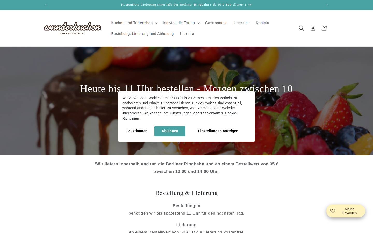 wunderkuchen.de homepage screenshot