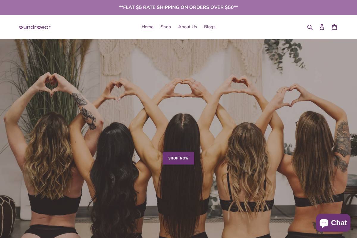 wundrwear.com homepage screenshot