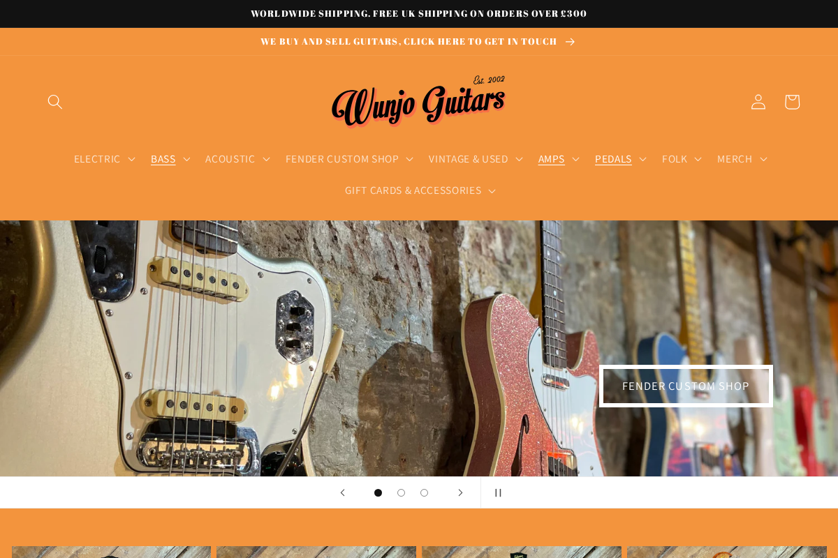 Wunjo Guitars homepage screenshot