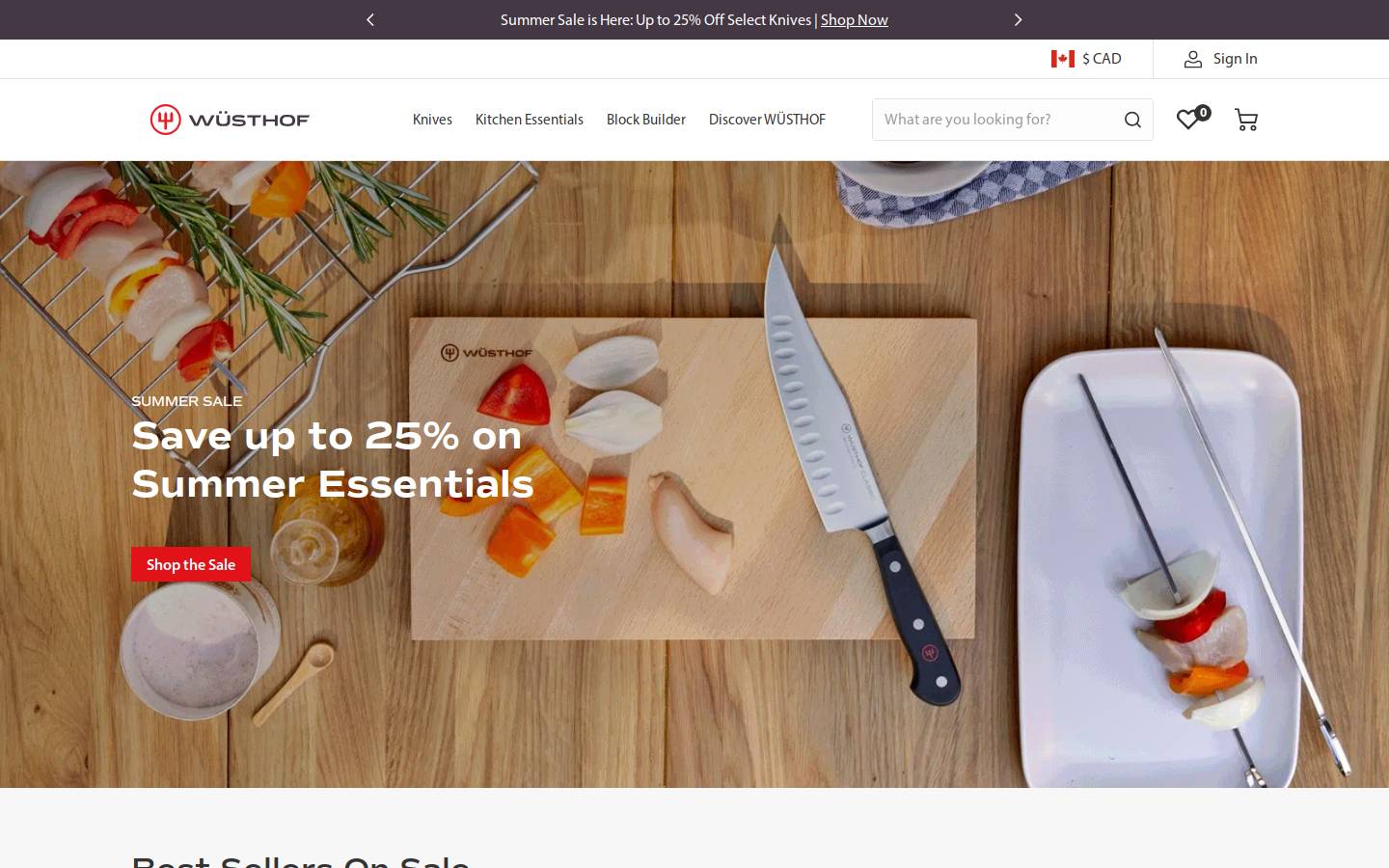 Wüsthof homepage screenshot