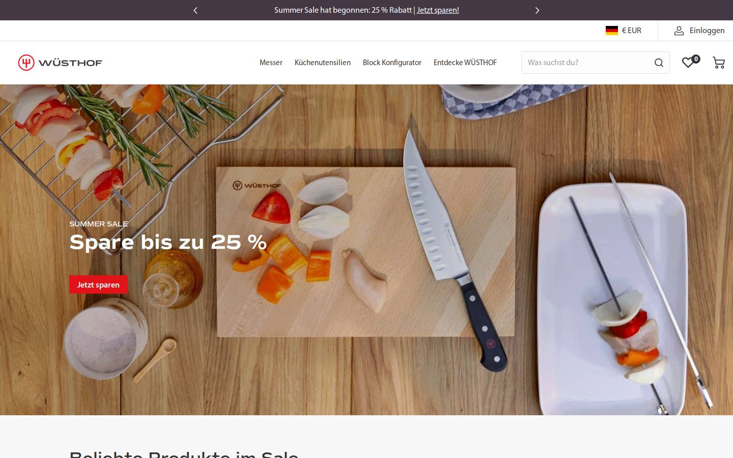 Wüsthof homepage screenshot